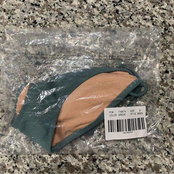 J Crew Swim M Ribbed Curve Waist Cheeky String Bikini Bottom Teal Green - Picture 8 of 11